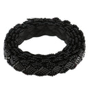 1 Yard Black Glass Beads Beaded Chain Ribbon Trim Applique for Sewing Crafts DIY 1.5cm