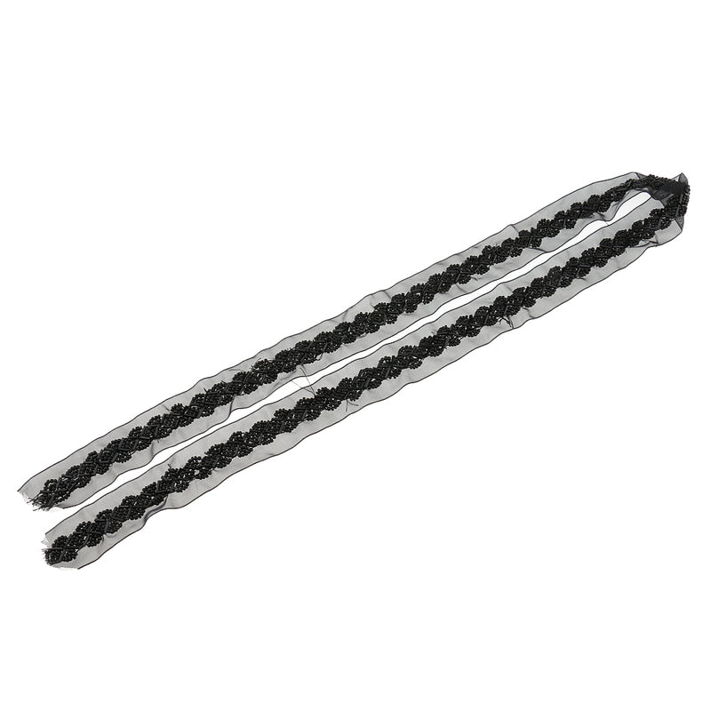 1 Yard Black Glass Beads Beaded Chain Ribbon Trim Applique for Sewing Crafts DIY