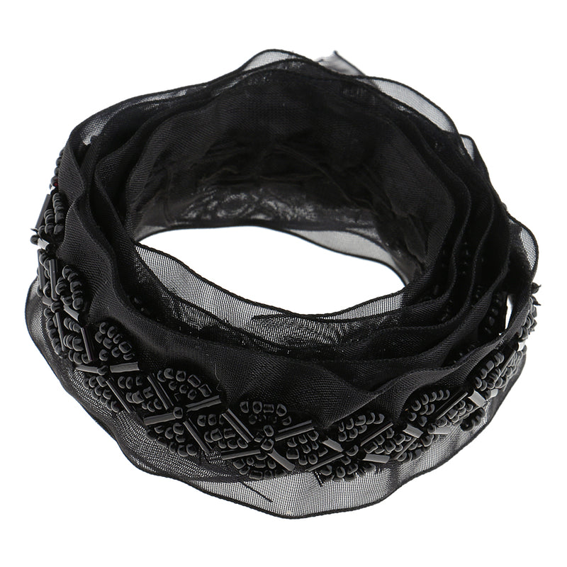 1 Yard Black Glass Beads Beaded Chain Ribbon Trim Applique for Sewing Crafts DIY
