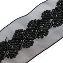 1 Yard Black Glass Beads Beaded Chain Ribbon Trim Applique for Sewing Crafts DIY