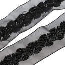 1 Yard Black Glass Beads Beaded Chain Ribbon Trim Applique for Sewing Crafts DIY