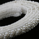 1 Yard Pearl Glass Beaded Lace Trims Applique Ribbon Sewing Craft wedding Dress Decoration