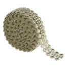 5 Yards Flower Rhinestone Chain Ribbon Trim Bridal Dress Applique Gold 27mm