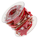 5 Meters Red Beaded Lace Trims Sewing Polyester Applique For Christmas Craft