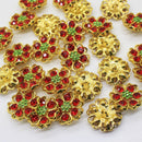 10 Piece Colorful Flower Rhinestone Shank Buttons for Sewing Crafting 25mm