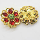 10 Piece Colorful Flower Rhinestone Shank Buttons for Sewing Crafting 25mm