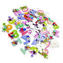 50 Pieces Lovely Cartoon Number & Animal 2 Holes Wooden Buttons DIY Craft