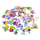 50 Pieces Lovely Cartoon Number & Animal 2 Holes Wooden Buttons DIY Craft