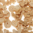 100 Pieces Wood Buttons 2 Hole Mixed Buttons Animal Buttons for DIY Sewing Craft