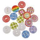 100 Pieces 15mm Polka Dot Plaid Buttons Wood Buttons 2 Hole for Sewing Crafts