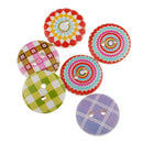 100 Pieces 15mm Polka Dot Plaid Buttons Wood Buttons 2 Hole for Sewing Crafts