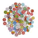 100 Pieces 15mm Polka Dot Plaid Buttons Wood Buttons 2 Hole for Sewing Crafts