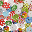 100 Pieces 15mm Polka Dot Plaid Buttons Wood Buttons 2 Hole for Sewing Crafts