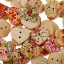 100 Pieces Heart Shape 2 Holes Wood Sewing Buttons for DIY Sewing Scrapbooking Craft