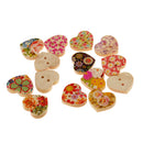 100 Pieces Heart Shape 2 Holes Wood Sewing Buttons for DIY Sewing Scrapbooking Craft