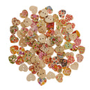 100 Pieces Heart Shape 2 Holes Wood Sewing Buttons for DIY Sewing Scrapbooking Craft