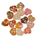 100 Pieces Heart Shape 2 Holes Wood Sewing Buttons for DIY Sewing Scrapbooking Craft