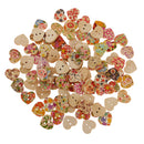 100 Pieces Heart Shape 2 Holes Wood Sewing Buttons for DIY Sewing Scrapbooking Craft