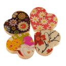 100 Pieces Heart Shape 2 Holes Wood Sewing Buttons for DIY Sewing Scrapbooking Craft