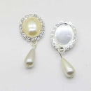 10 Pieces Flat Back Dangling Pearl Rhinestone Button Wedding Supply DIY ACCS