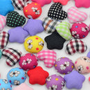 50 Pieces Colorful Flatback Fabric Covered Button Scrapbooking for DIY Craft