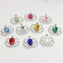 10 Pieces Crown Crystal Flatback Buttons Embellishment for Wedding Crafts DIY Kids Hair Accessories Multicolor