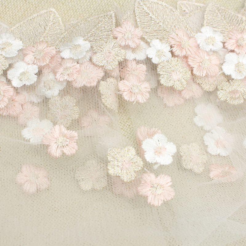 1 Yard Embroidered Flower Lace Trims Mesh Applique for Clothing Sewing Craft