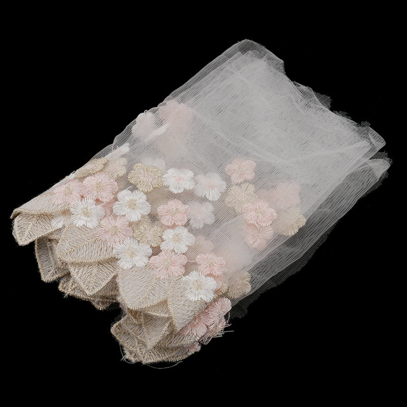 1 Yard Embroidered Flower Lace Trims Mesh Applique for Clothing Sewing Craft