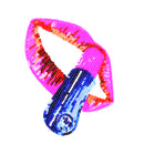 1 Piece Sew On Embroidery Sequins Mouth Applique Patches