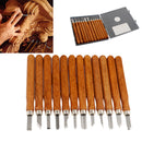 12 Pieces Wood Sculpture Carving Chisel Tools Set with Storage Case for DIY Crafts