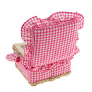 5"x 5"x 4" Cotton Fabric Coverd Sewing Basket with Handle Pink Plaid Design