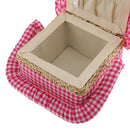 5"x 5"x 4" Cotton Fabric Coverd Sewing Basket with Handle Pink Plaid Design