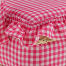 5"x 5"x 4" Cotton Fabric Coverd Sewing Basket with Handle Pink Plaid Design