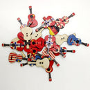 100 Pieces Mixed Wood Guitar Button Vintage 2 Hole Painting for Sewing