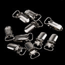 20 Pieces 1'' Metal Baby Pacifier Suspender Clips Webbing Dummy Strap Holder Craft Hooks Silver