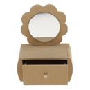 Flower Unfinished Wooden Jewelry Box with Drawer Mirror for DIY Craft