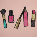 4 Pieces Fashion Lipstick Makeup Embroidered Sequin Iron on Appliques Patches for Clothing jackets Jeans Backpacks