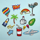 14 Pieces Embroidered Sew Iron on Applique Patch Summer Holiday Trips Patches for DIY Jeans Jacket Crafts