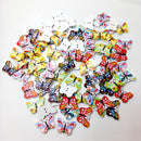 100 Piece Assorted Butterfly Shape Wood Flat 2 Holes Button for Sewing Craft