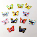 100 Piece Assorted Butterfly Shape Wood Flat 2 Holes Button for Sewing Craft