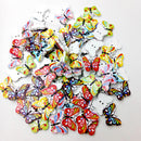 100 Piece Assorted Butterfly Shape Wood Flat 2 Holes Button for Sewing Craft
