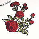 Rose Flower Embroidered Floral Trim Fabric Iron on Sew on Clothes Applique Patch Embellishment 19x17cm