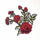 Rose Flower Embroidered Floral Trim Fabric Iron on Sew on Clothes Applique Patch Embellishment 19x17cm