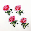4 Pieces Rose Flower Embroidered Floral Trim Fabric Iron on Sew on Clothes Applique Patch Embellishment
