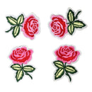 4 Pieces Rose Flower Embroidered Floral Trim Fabric Iron on Sew on Clothes Applique Patch Embellishment