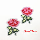 4 Pieces Rose Flower Embroidered Floral Trim Fabric Iron on Sew on Clothes Applique Patch Embellishment