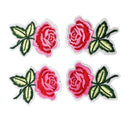 4 Pieces Rose Flower Embroidered Floral Trim Fabric Iron on Sew on Clothes Applique Patch Embellishment