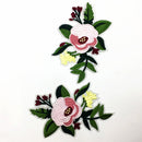 1 Pair Embroidered Flower Floral Trim Fabric Iron on Sew on Clothes Applique Patches Embellishment