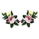 1 Pair Embroidered Flower Floral Trim Fabric Iron on Sew on Clothes Applique Patches Embellishment