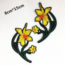 1 Pair Embroidery Flower Sewing Trim Applique Patches Iron on Sewing on Clothes Dress for Decoration Yellow